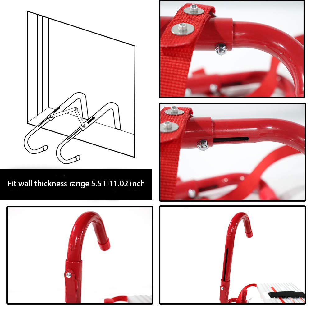 Portable Fire Ladder 2 Story Emergency Escape Ladder 15 Ft with Wide Steps V Center Support