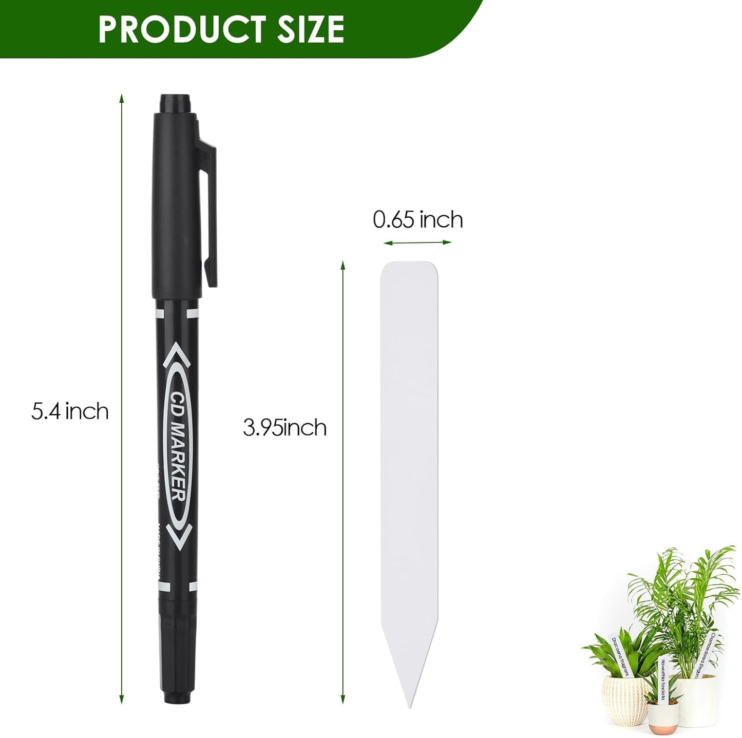 Plant Labels 300pcs 4 Inch with Garden Plant Markers Pen of Outdoor Waterproof,Plant Tags and Permanent Marking Pen, Garden Labels Gardening Gifts for Women Men