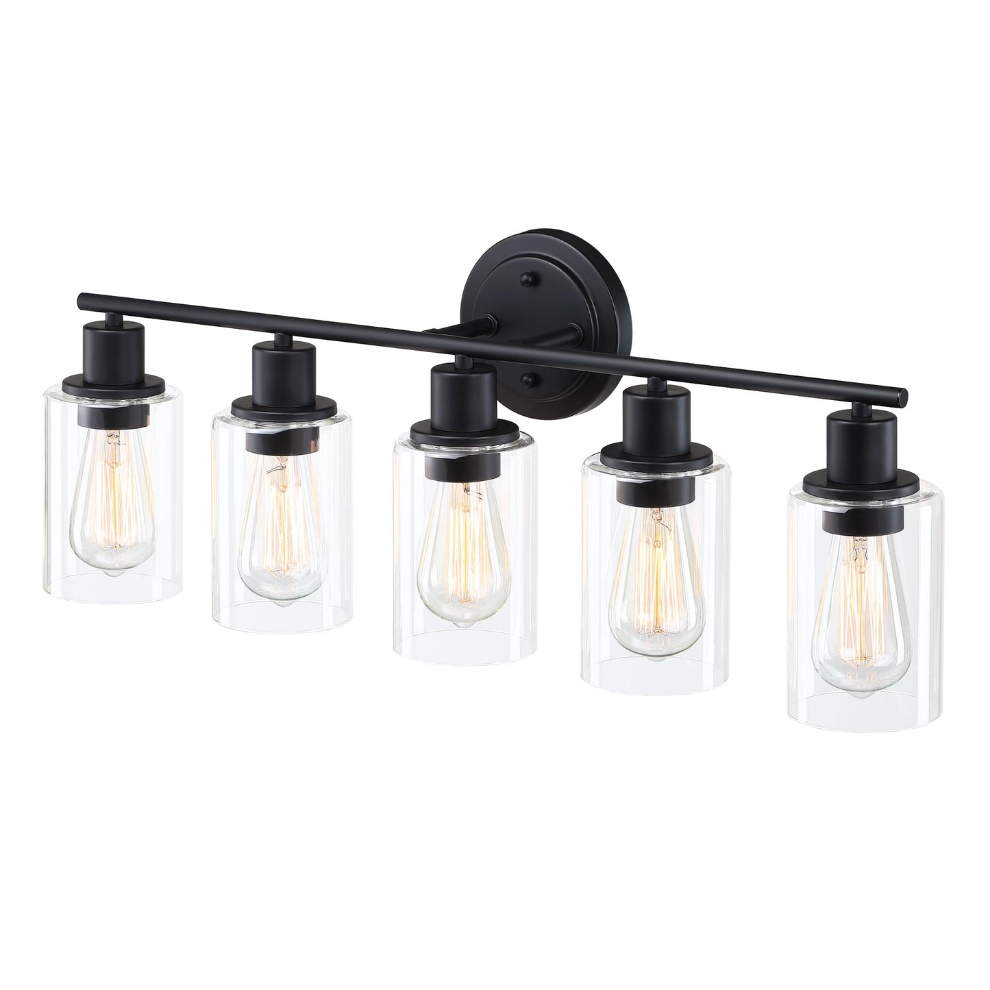 Faymart Lighting 5-Light Black Bathroom Vanity Light Fixture Over Mirror - 5 Bulb Black Wall Sconce For Bathroom Bedroom Hallway Wall Mount Fixture Over Kitchen Sink