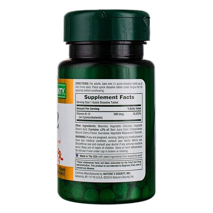 Nature's Bounty Vitamin B-12 500 Mcg, 100 Count