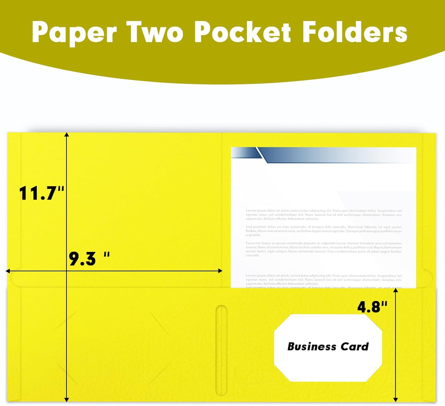 50 Pack 2 Pocket Folders - Letter Size, Yellow