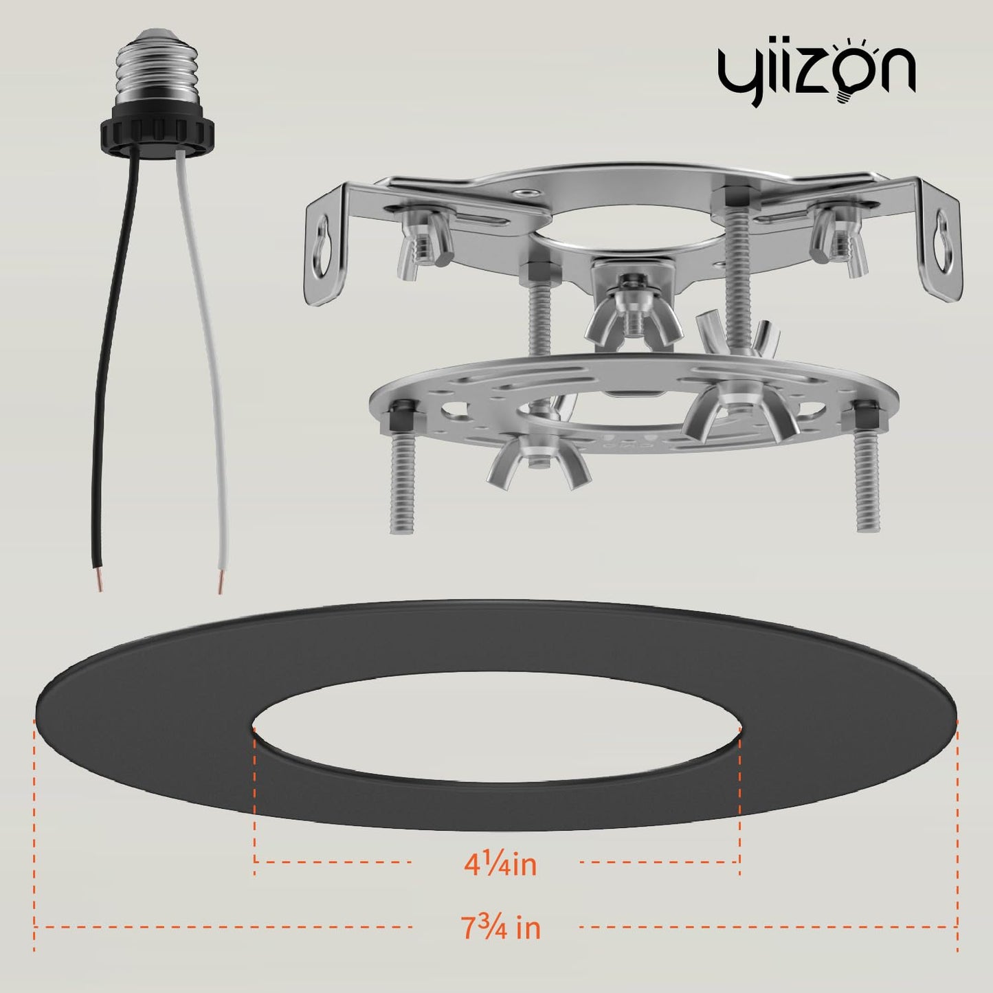 YIIZON 5 and 6 inch Recessed Can Light Conversion Kit, Ceiling Light Fixture Upgrade, Pendant & Hanging, 7¾ Inch Flat Steel Ceiling Medallion, Black Finish 2 Packs
