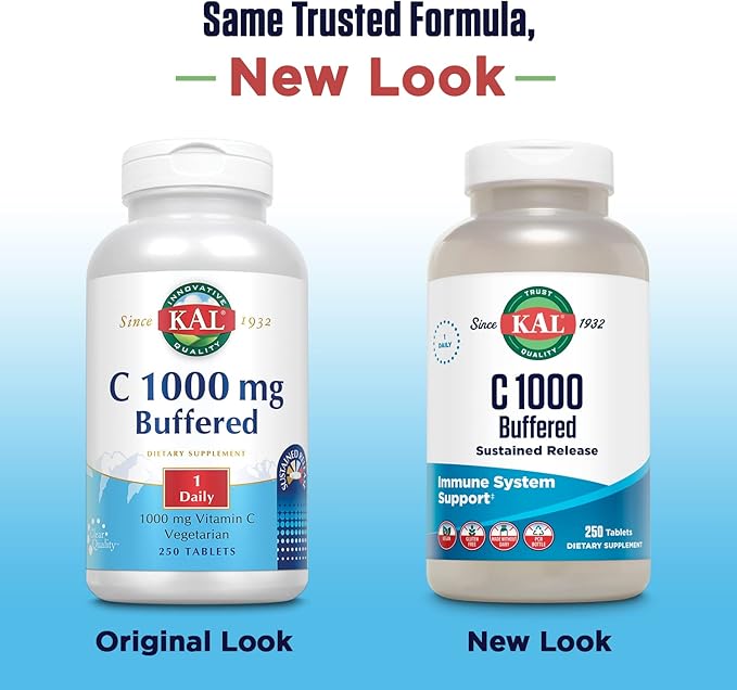 KAL C-1000 Buffered Sustained Release Tablets, 1000 mg, 250 Count