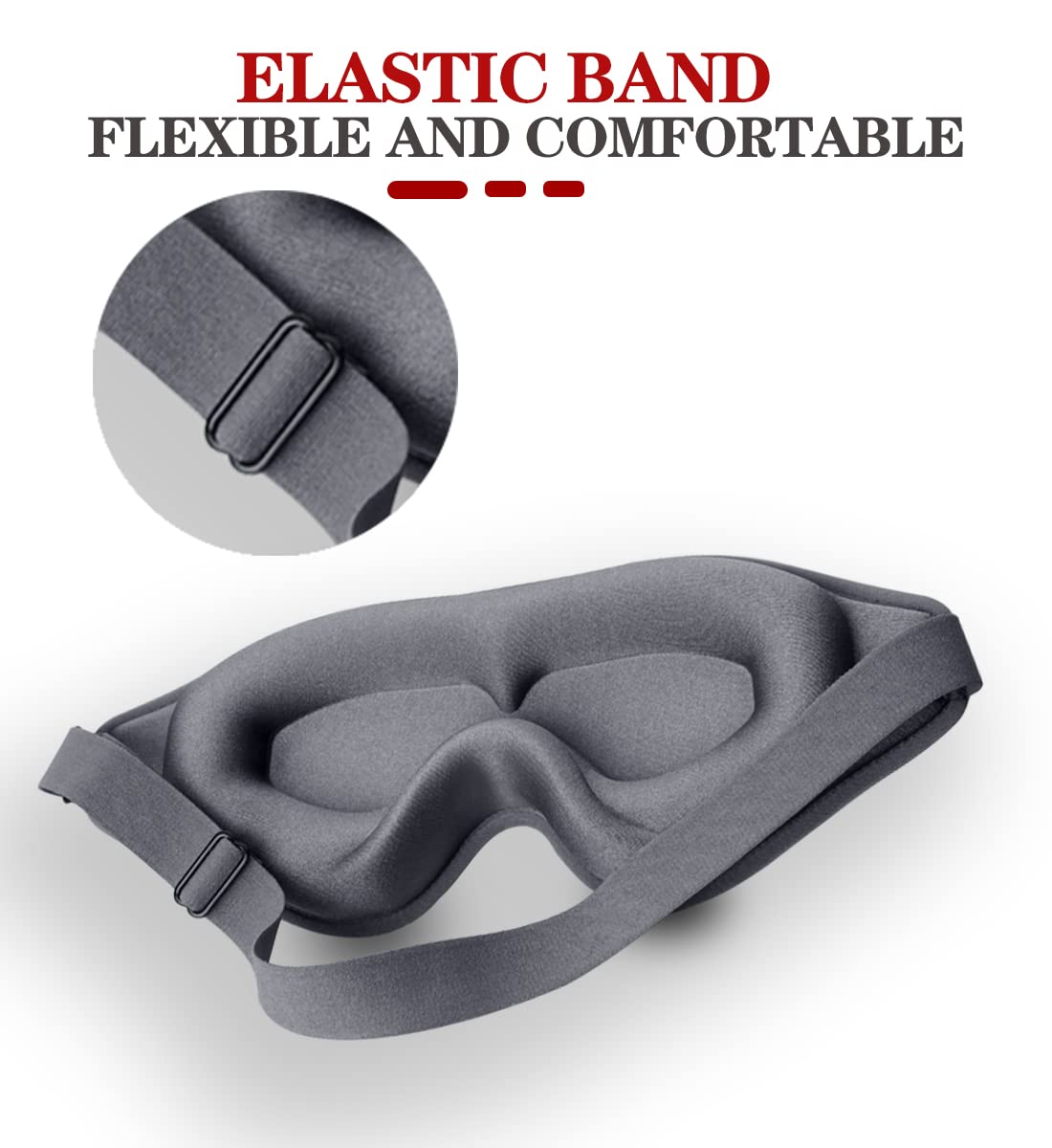 Sleep Mask, 3D Deep Contoured Eye Covers for Sleeping, 99% Block Out Light Eye Mask, Zero Pressure Cup Blindfold for Men Women, with Adjustable Strap for Sleeping, Yoga, Traveling (Grey)