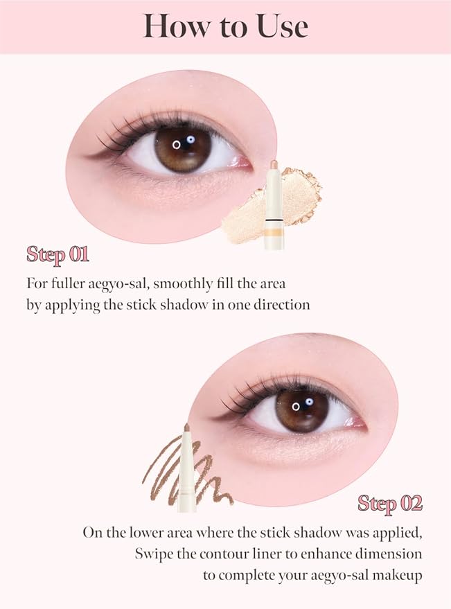 Idol AEGYO-SAL Maker 03 Tangerine Coral, 2-in-1 Under-Eye Highlighter and Contour Liner for Bright, Voluminous Eyes, Long-Lasting, Smudge-Proof Shimmer Stick with Natural Glow, Korean Beauty