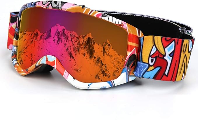 Flantor Kids Ski Goggles,Non-Slip Strap Snow Goggles Snowboard Goggles