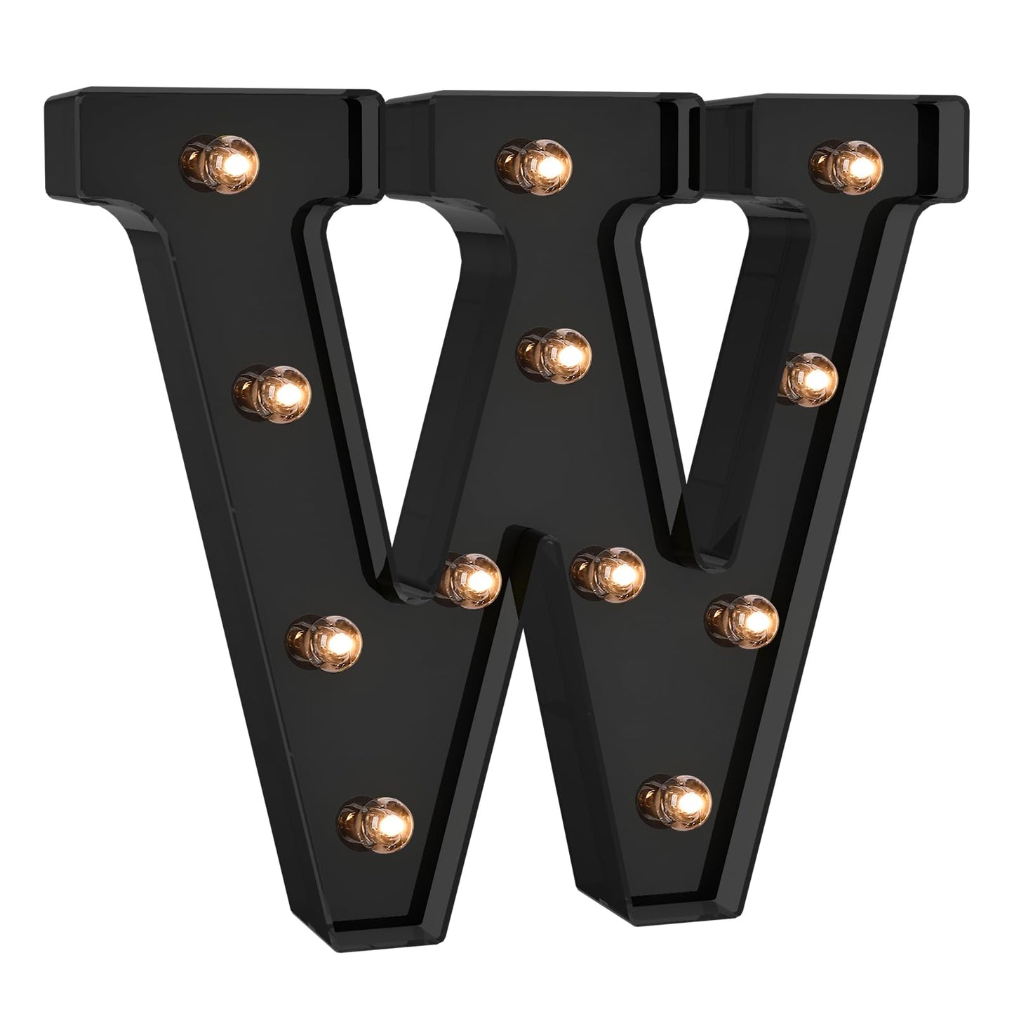 Foaky LED Letter Lights - Battery Operated Room Decor, Black Plastic, Model Black-25, Size W