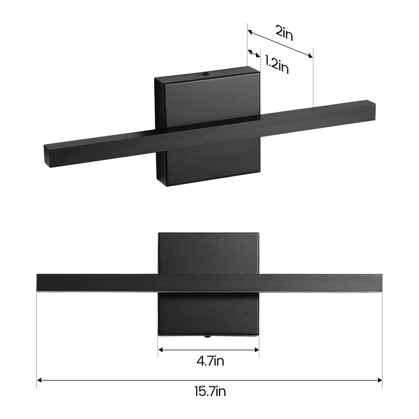 Epinl Black Bathroom Vanity Light - 15.7 Led Dimmable Wall Sconce, Aluminum Fixture For Bathroom & Bedroom, Model 8081Wl-16Bk-Us