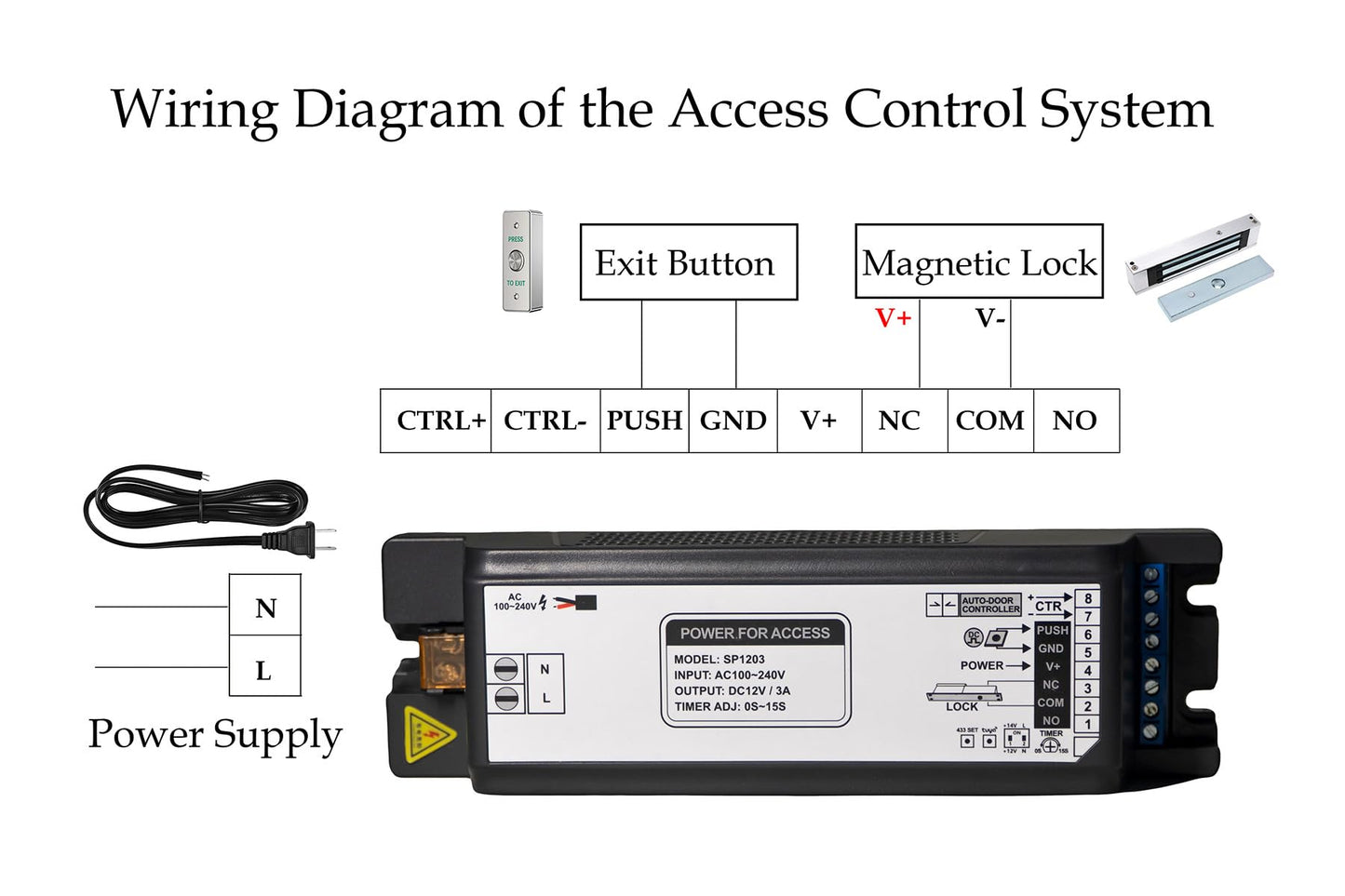Smart Door Access Control System 1200lbs Magnetic Lock Kit with ZL Bracket Tuya App & Remote Control, Stainless Steel Exit Button