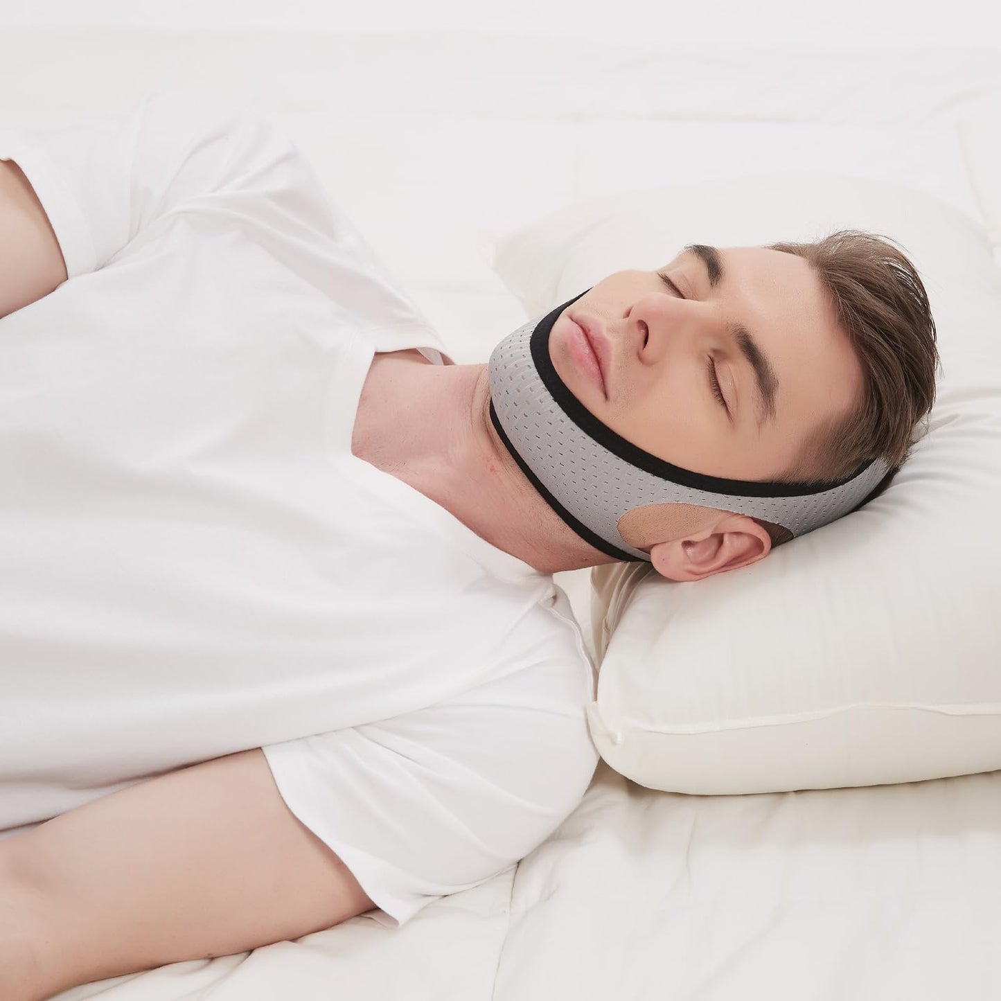 Anti Snoring Chin Strap for Cpap Users, KeyBegin Adjustable Chin Strap for Snoring Chin Strap for Sleeping, Upgraded Cpap Chin Strap to Keep Mouth Closed While Sleeping(Grey)