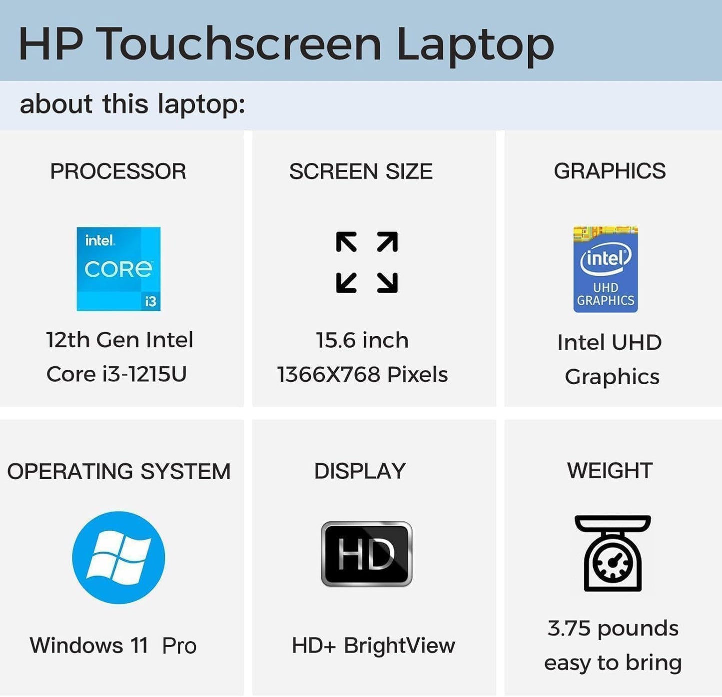Hp For Business & Student Laptop Computer - With Microsoft Office Lifetime License | 15.6 Hd Ips Touchscreen | Intel 6-Core I3-1