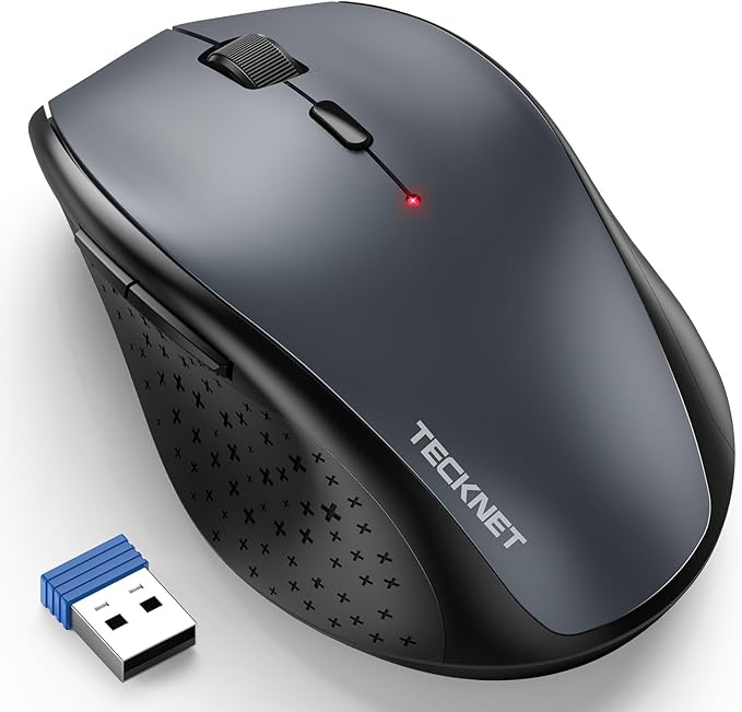TECKNET Wireless Mouse, 2.4G USB Computer Mouse with 6-Level Adjustable 4800 DPI, Silent Quiet Click，30 Months Battery, Er...