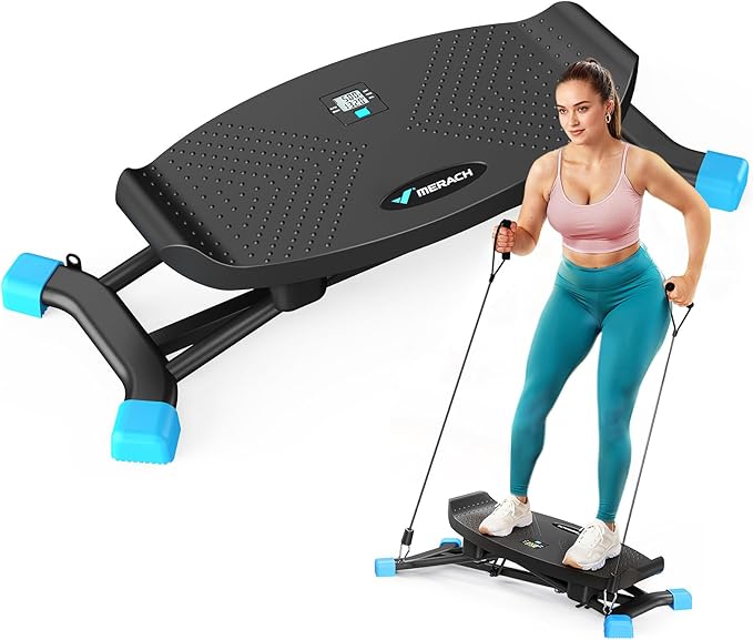 MERACH Balance Board for Adults, Rocking Stepper with Resistance Bands, Portable Wobble Board Featuring LCD Monitor, 300 l...