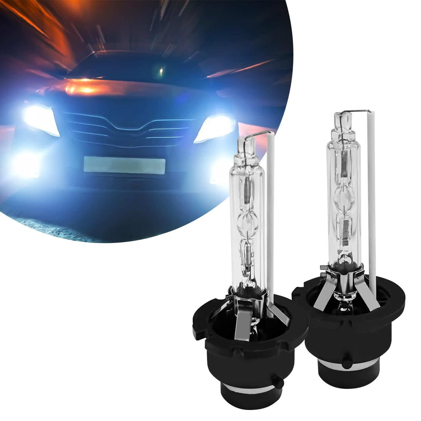 Samwingear D2S Hid Headlight Bulbs 2Pcs 35W Super Bright Bulbs  D2S Headlight Bulb D3S Hid Car Original Replacement Lights 12V High Beam Low Beam Xenon Bulbs With Metal Stents Base (D2S White)