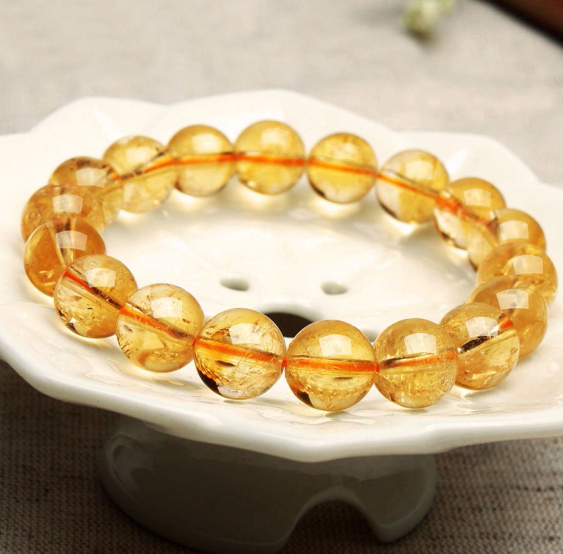 Adabele Real Natural Yellow Citrine Bracelet 8 inch Stretch Gemstone Beaded Bracelet Chakra Healing Crystal Stone Jewelry Women