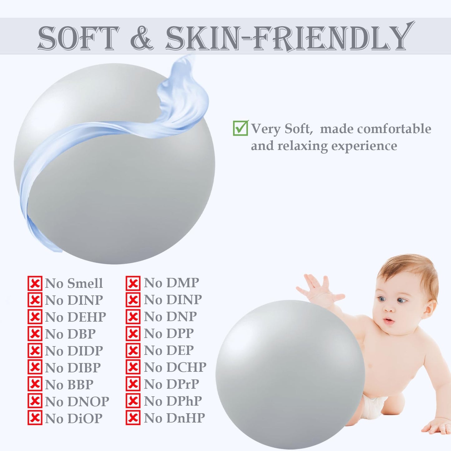 Soft Pilates Ball 9 Inch, Ideal Small Exercise Ball Between Knee Squeeze for Physical Therapy Yoga Core Medicine Abs Pt Bouncy, Mini Rubber Fitball Barre Workout Equipment for Women Men Kid Toddler