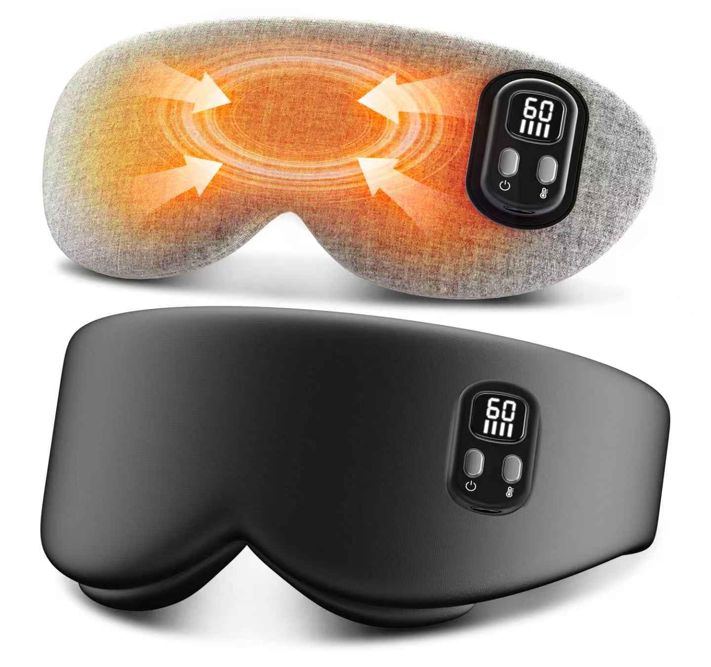 Heated Eye Mask - Cordless Eye Mask for Dry Eyes, Eye Relief, Improved Sleep, Timed Shutdown, 4 Temperature, Washable Eye Heating Pad for Travel, Removable for Cleaning - Black