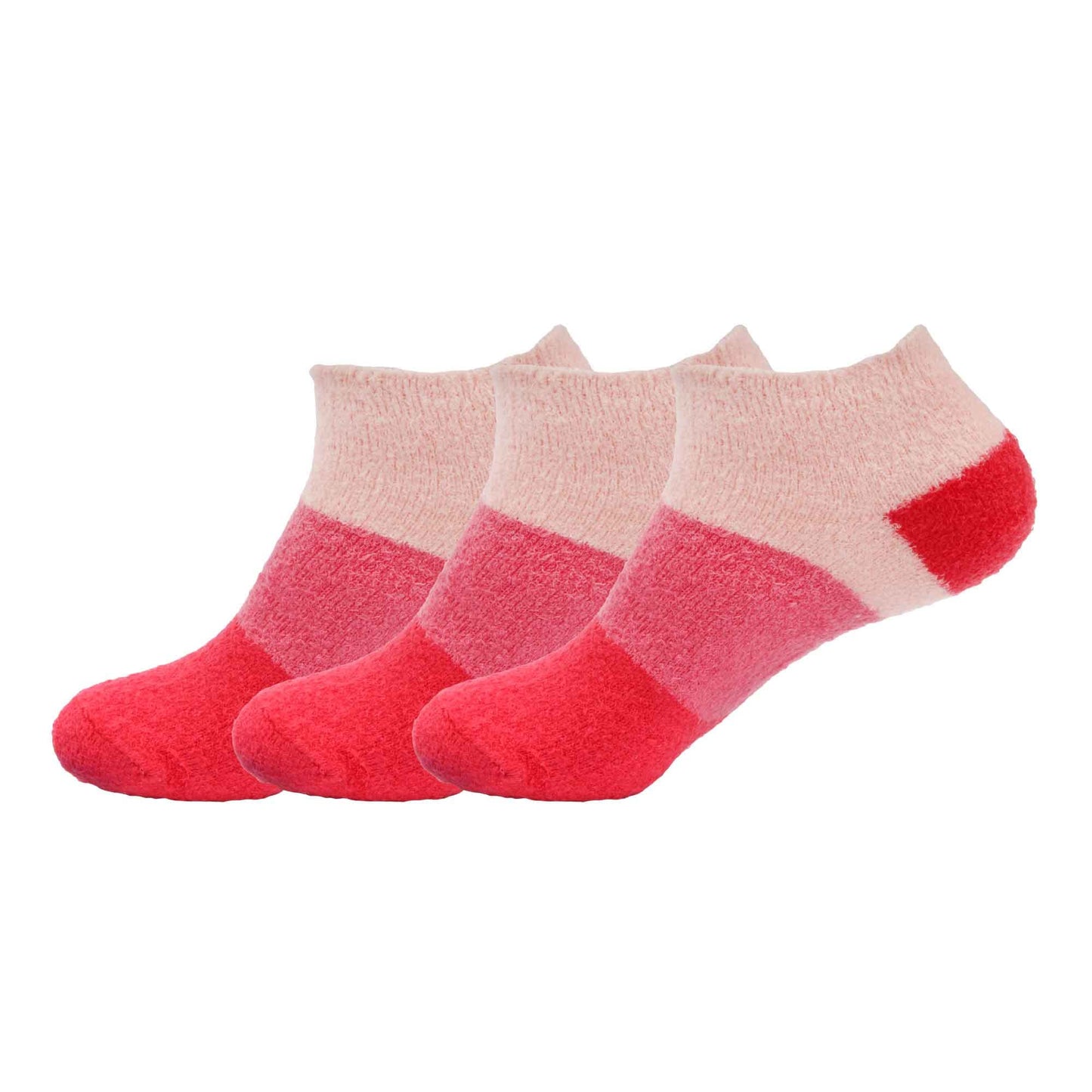 BambooMN Women's Small Fuzzy Soft Aloe Infused Nylon Spa Socks, Strawberry, 3 Pairs