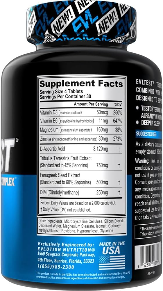 EVL Complete Testosterone Booster for Men - Post Workout Recovery Testosterone Supplement with DIM Plus D Aspartic Acid and Tribulus - EVLTest Estrogen Blocker for Men Post Workout Supplement