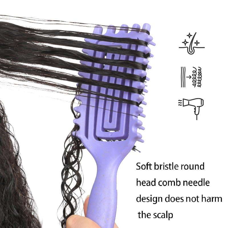 Curl Defining Brush, Curl Brush For Curly Hair, Curly Hair Brush for Combing and Shaping Curls, Vented Curl Hair Brush (Purple)