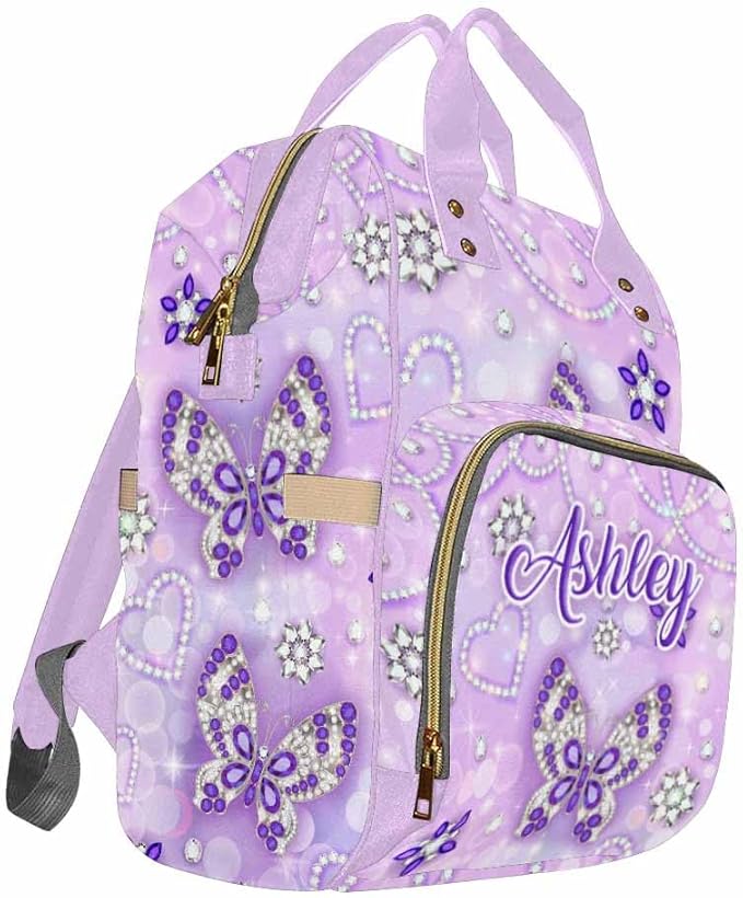 D-Story Custom Baby Bag - Unisex Hiking Camping Work Outdoor Casual Daypack Tote Backpack Custom Bag, Neon Butterfly
