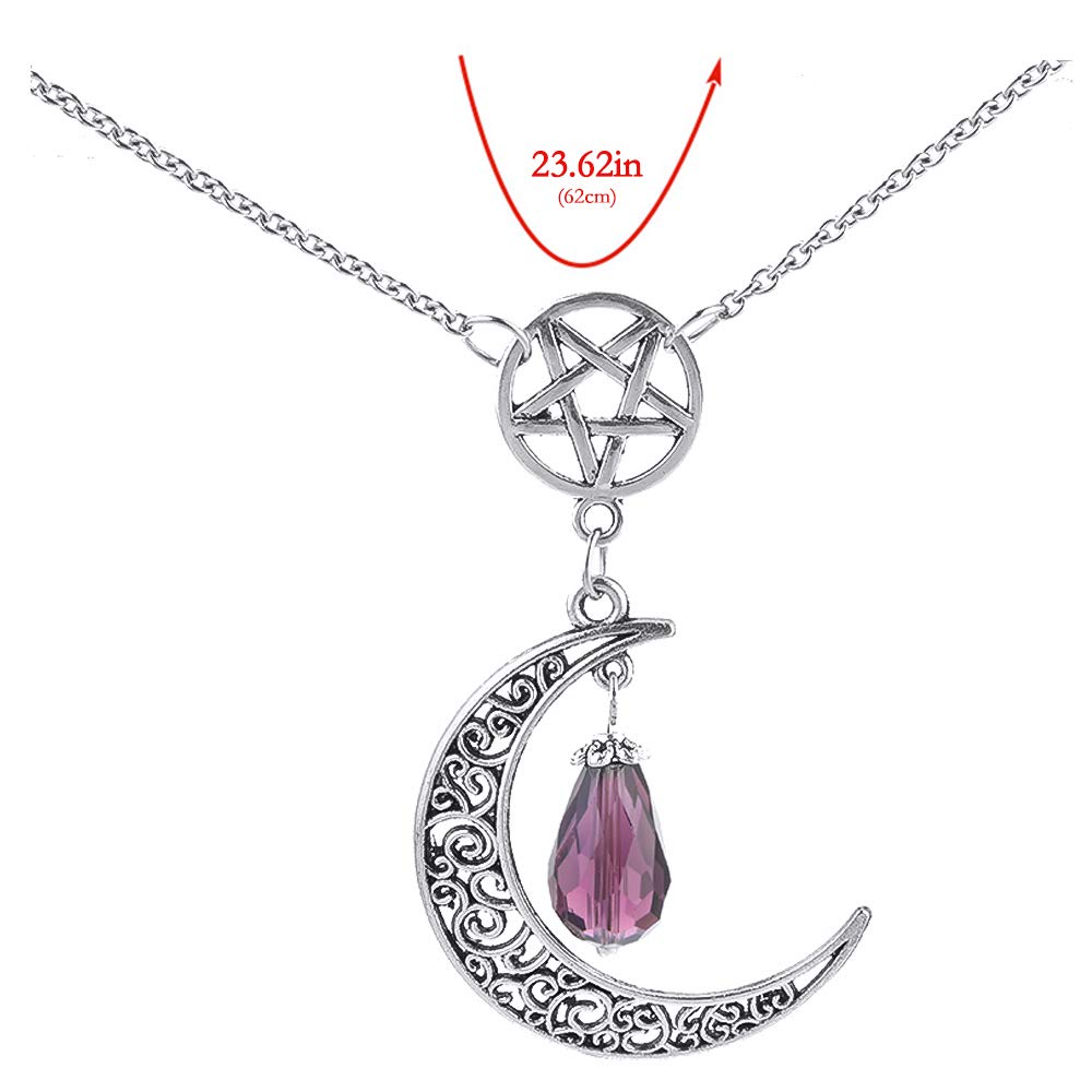 MJartoria Moon Pentagram Necklace Crystal Chakra Pendant Layered Necklaces for Women Choker Necklace Gothic Jewelry Y2K Goth Acc