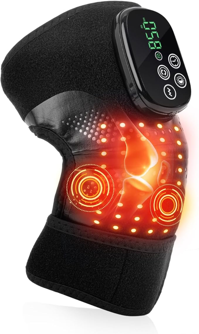 Red Light Therapy Knee Brace, Cordless Knee Massager, 660nm&850nm Near Infrared Light Therapy for Knee/Elbow/Shoulder, Chr...