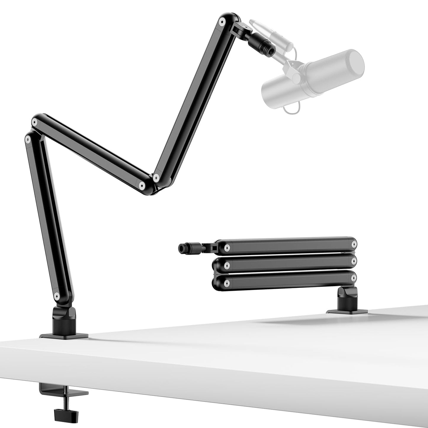 TODI Mic Arm for Lightweight Mics, Microphone Arm Rotatable, Storable Desk Mic Stand for Bear 3LB with Mount Clamp, Mic Stand Bo