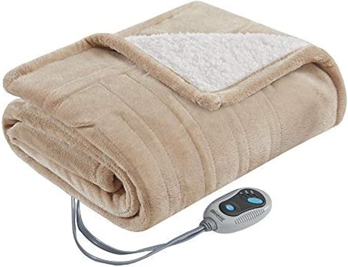 Beautyrest Wearable Electric Poncho Wrap Blanket, Ultra Soft Sherpa & Berber Fleece Heated Throw with Low EMF, UL Certifie...