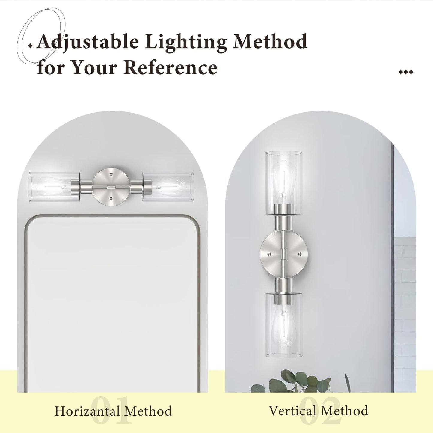 Espird Bathroom Light Fixtures 2 Light Brushed Nickle  Bathroom Vanity Lights Over Mirror  Bathroom Sconces Wall Lighting Farmhouse Vanity Light  Modern Vanity Lights With Clear Shades