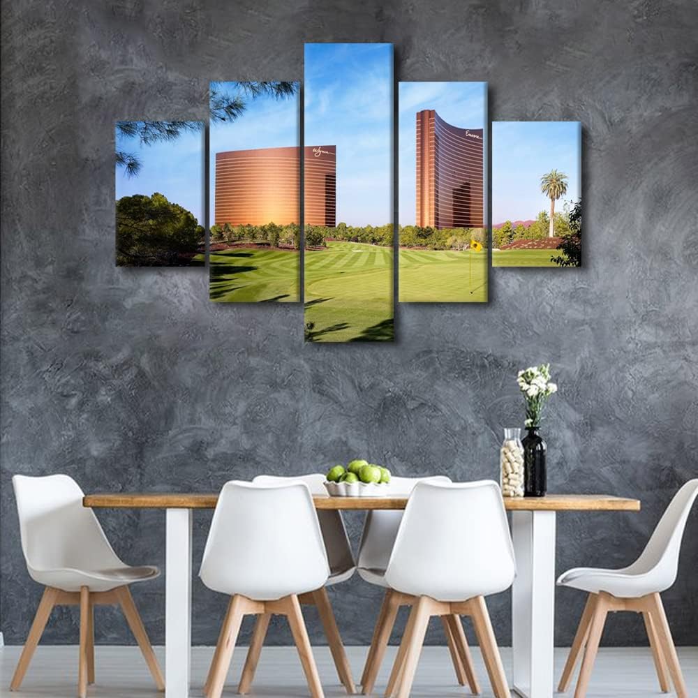Bedroom Decor for Boy Room Native Golf Course Decor Pictures Nevada USA Paintings 5 Pcs/Multi Panel Wynn Las Vegas Canavs Artwork Home Decor Giclee Gallery Wrapped Stretched Ready to Hang - 60"Wx40"H