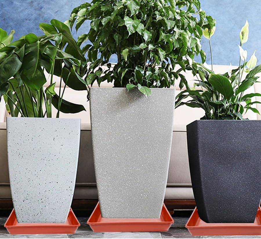 5 Pack Square Plant Saucer 10 Inch, Saucer for Plant Pots, Plastic Plant Water Dray Tray Plants, Pot Saucers for Plants Square Planters for Indoors and Outdoors Plants.