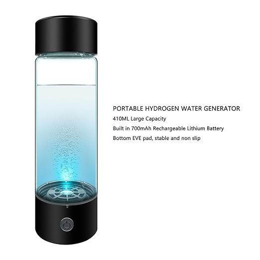 Hydrogen Water Bottle, USB Portable Hydrogen Water Bottle Generator, 3Min Quick Electrolysis, Water Ionizer Machine with Nasal Hose, for Daily Drink