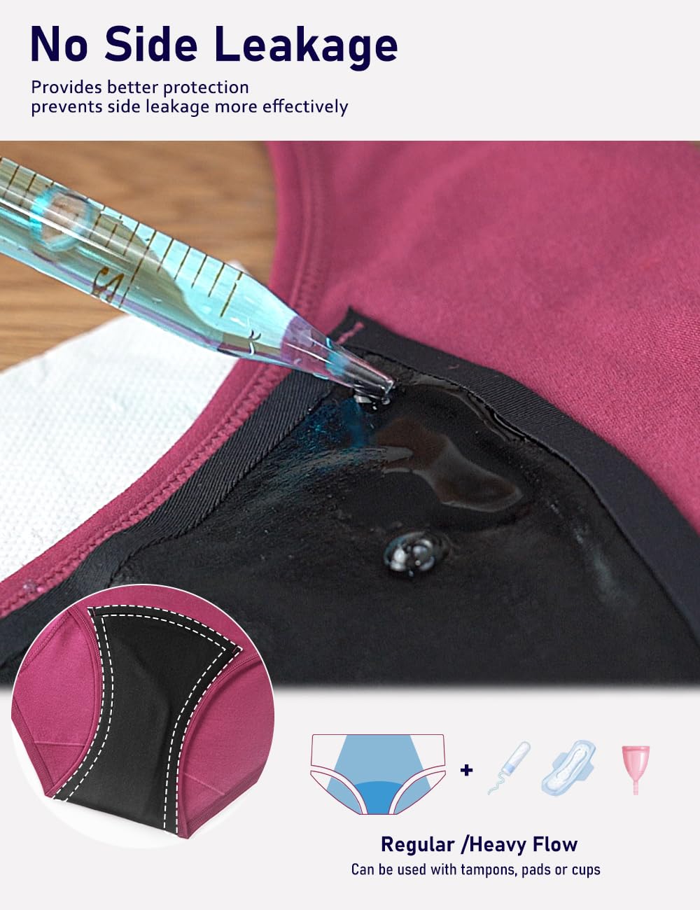 ALLBASE Women's High Absorbency Period Underwear - Leak-Proof & Reusable Menstrual Pants for Heavy Flow Days - 3 Pack