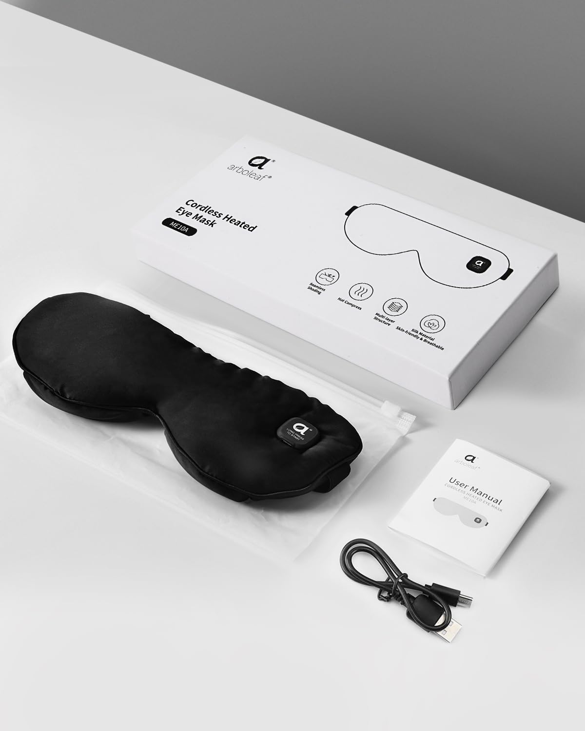 arboleaf Heated Eye Mask for Dry Eyes, Cordless Rechargeable Warm Eye Compress, Temperature Control, Light Blocking, Washable Cover & Travel, 1000mAh Rechargeable Battery