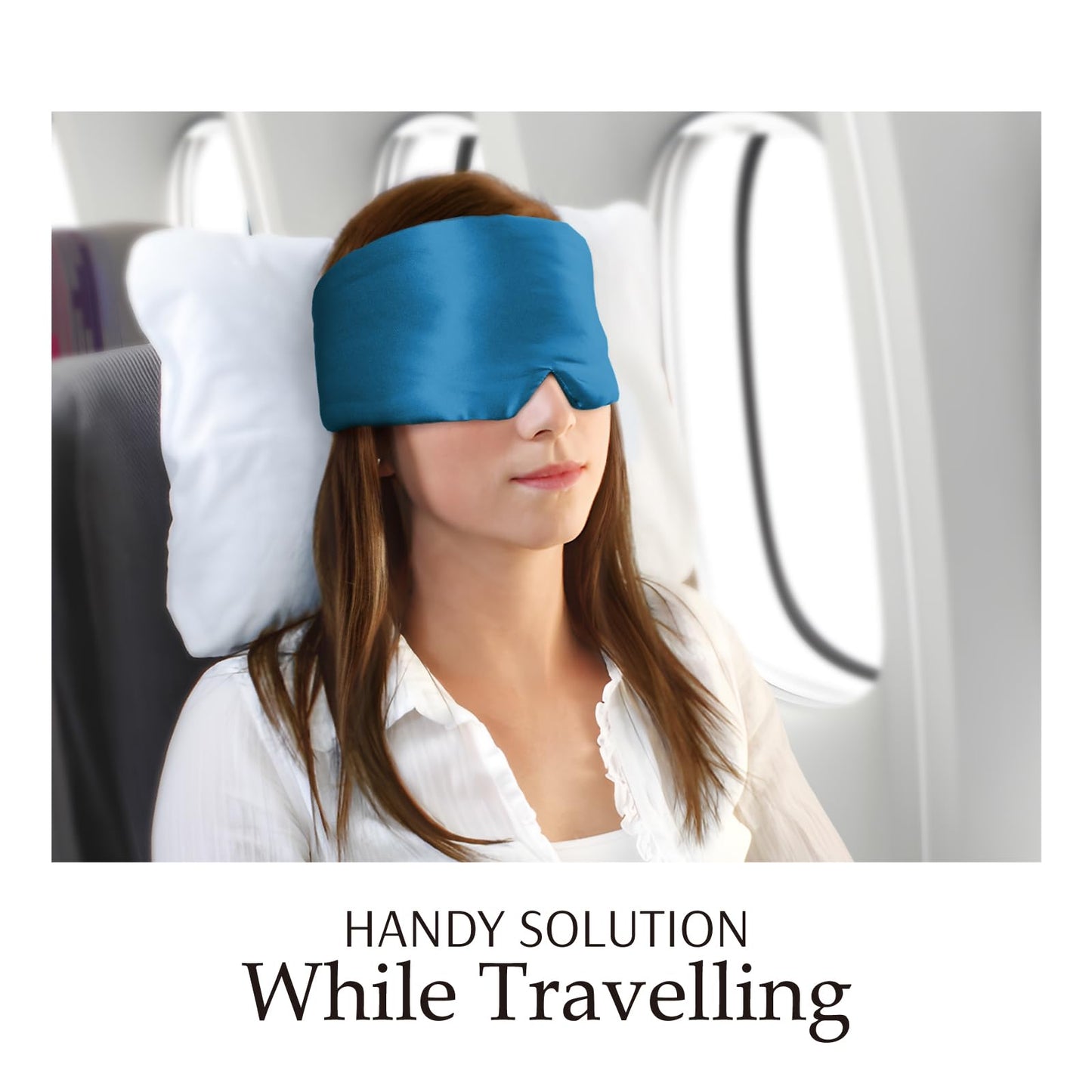 Zenssia 100% Mulberry Silk Sleep Mask Eye Mask for Man and Woman with Adjustable Headband, Full Size Large Sleep Mask & Blindfold for Total Blackout for All Night Sleep, Travel & Nap- Peacock Blue