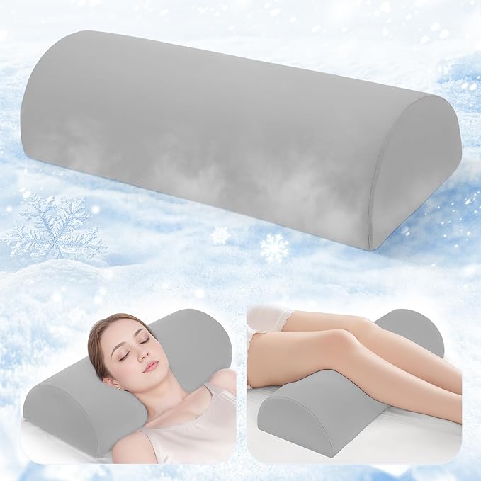 Bolster Pillow for Legs - Half Moon Under Knee Pillow for Sleeping On Back - Memory Foam Knee Bolster Pillow for Sleeping, Lower Back, Lumbar Support and Foot Elevation (Dark Grey)
