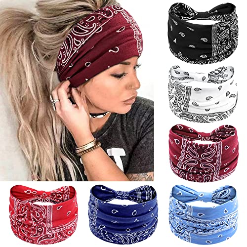 Awumbuk Wide Headbands for Women Knotted No Slip Head Bands Soft Turban Headband Hair Accessories Boho African Solid Color...