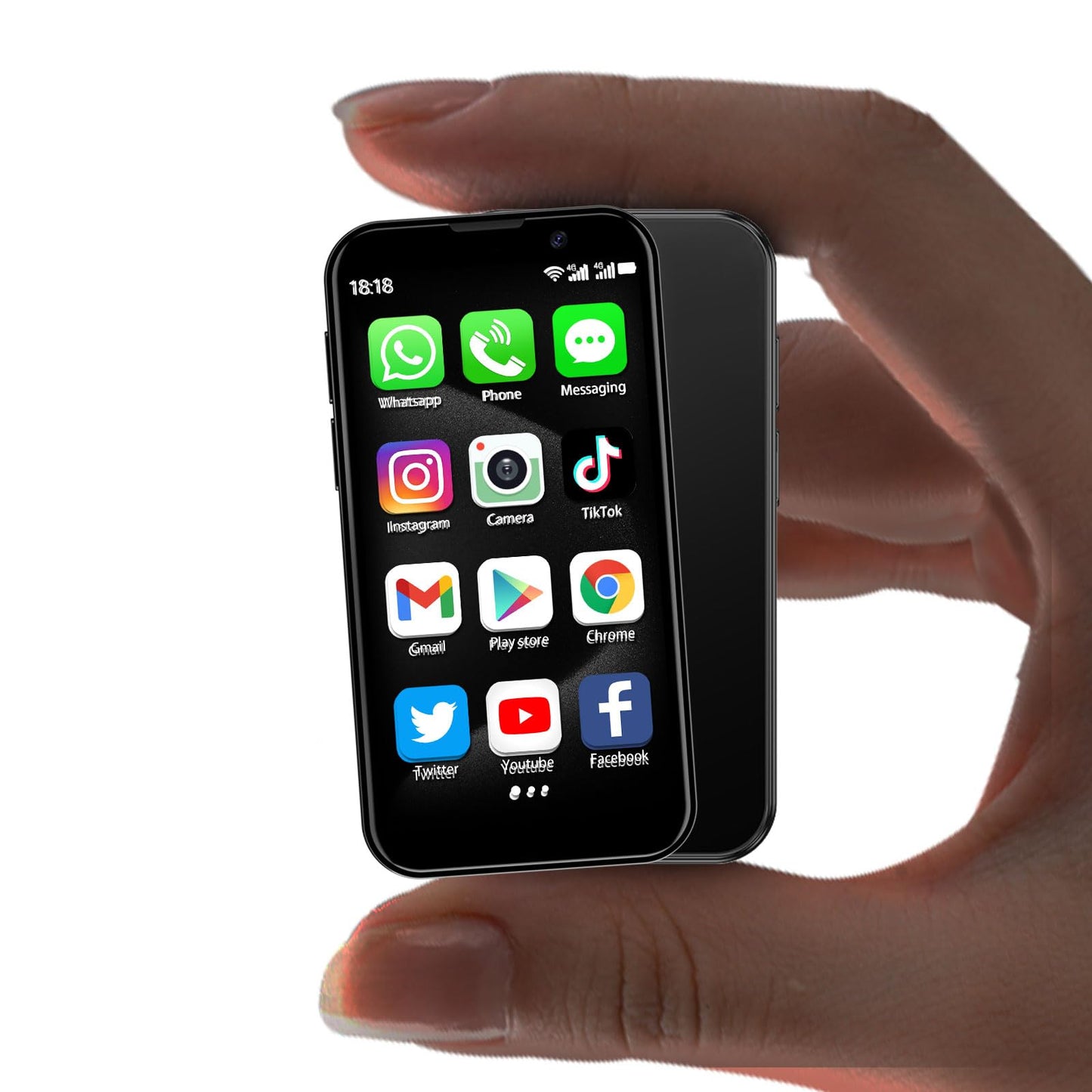 BLKE Max XS18 Pro Mini Smartphone - 3.0" HD Touch Screen, Dual SIM, Black, Perfect for Kids & Students