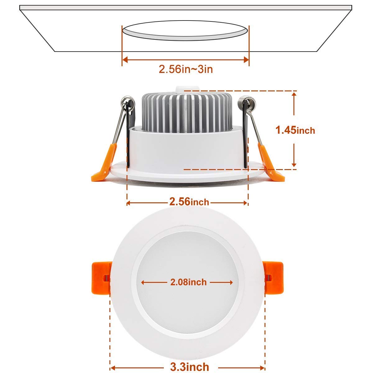 YGS-Tech LED Recessed Lighting Downlight 5W, Dimmable, 5000K Daylight White, 3 Inch, 10 Pack