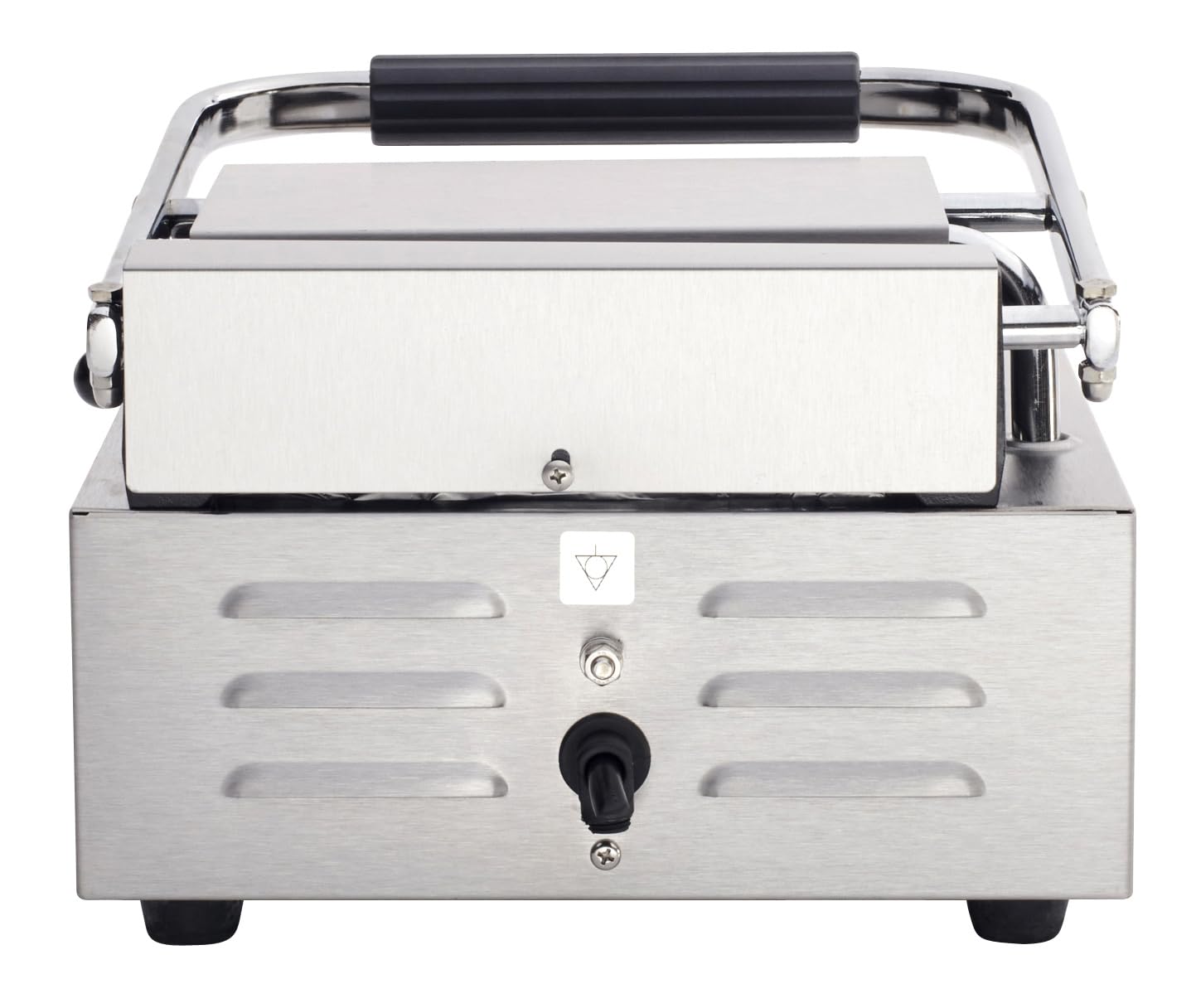Kratos Commercial Electric Panini Sandwich Grill with Grooved Top and Smooth Bottom Plates, 9" x 9" Cooking Surface, Commercial Countertop Panini Press, 120V, 1750W (29Y-019)