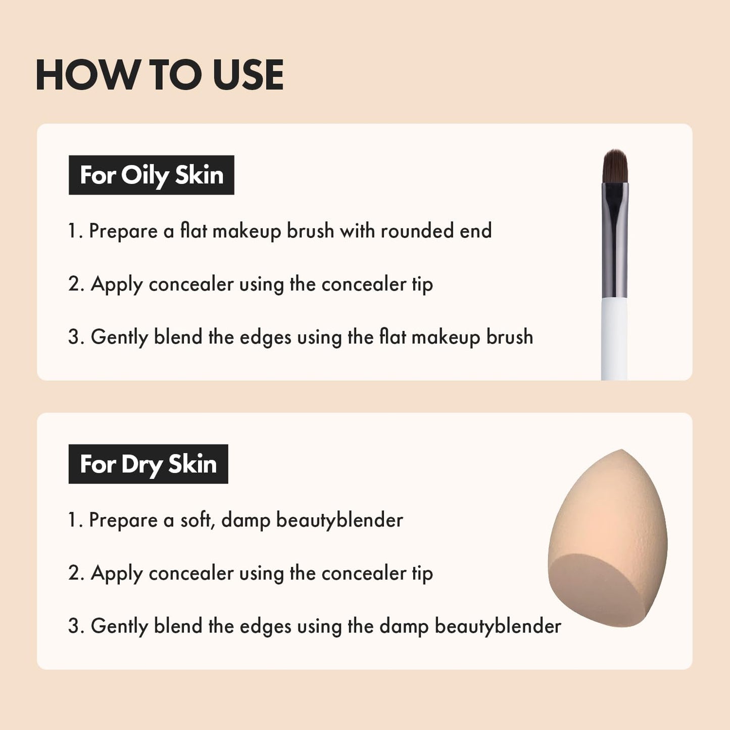 LUNA Long-Lasting Tip Concealer Cover-Fit (#0.5 Proclein) Full Coverage, for Under Eye Dark Circles, Fine Lines, Redness & Disco