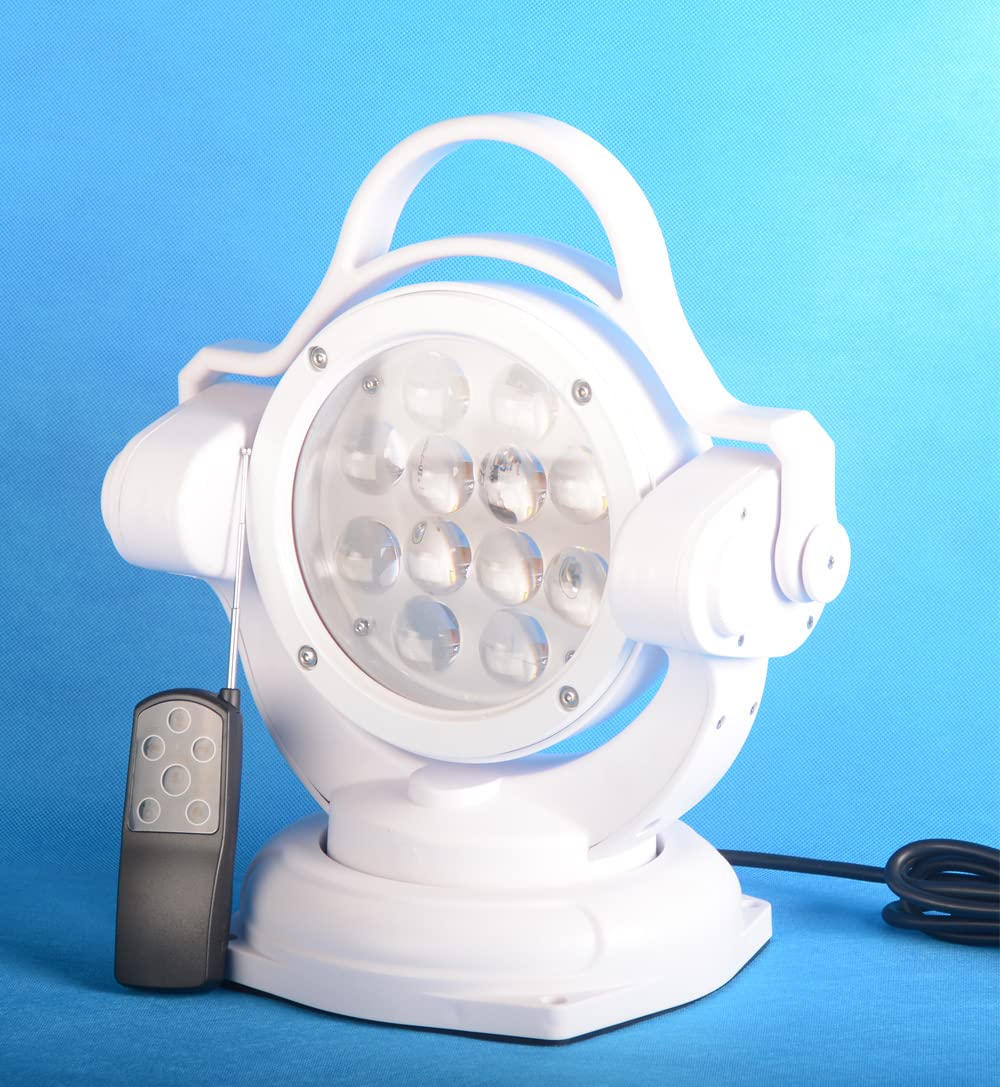 FSYF LED Searchlight 60W 11 Inch Remote Control 360° Rotating White Polycarbonate Boat Light Model d44aaa27-1a27-4124-aff6-735802