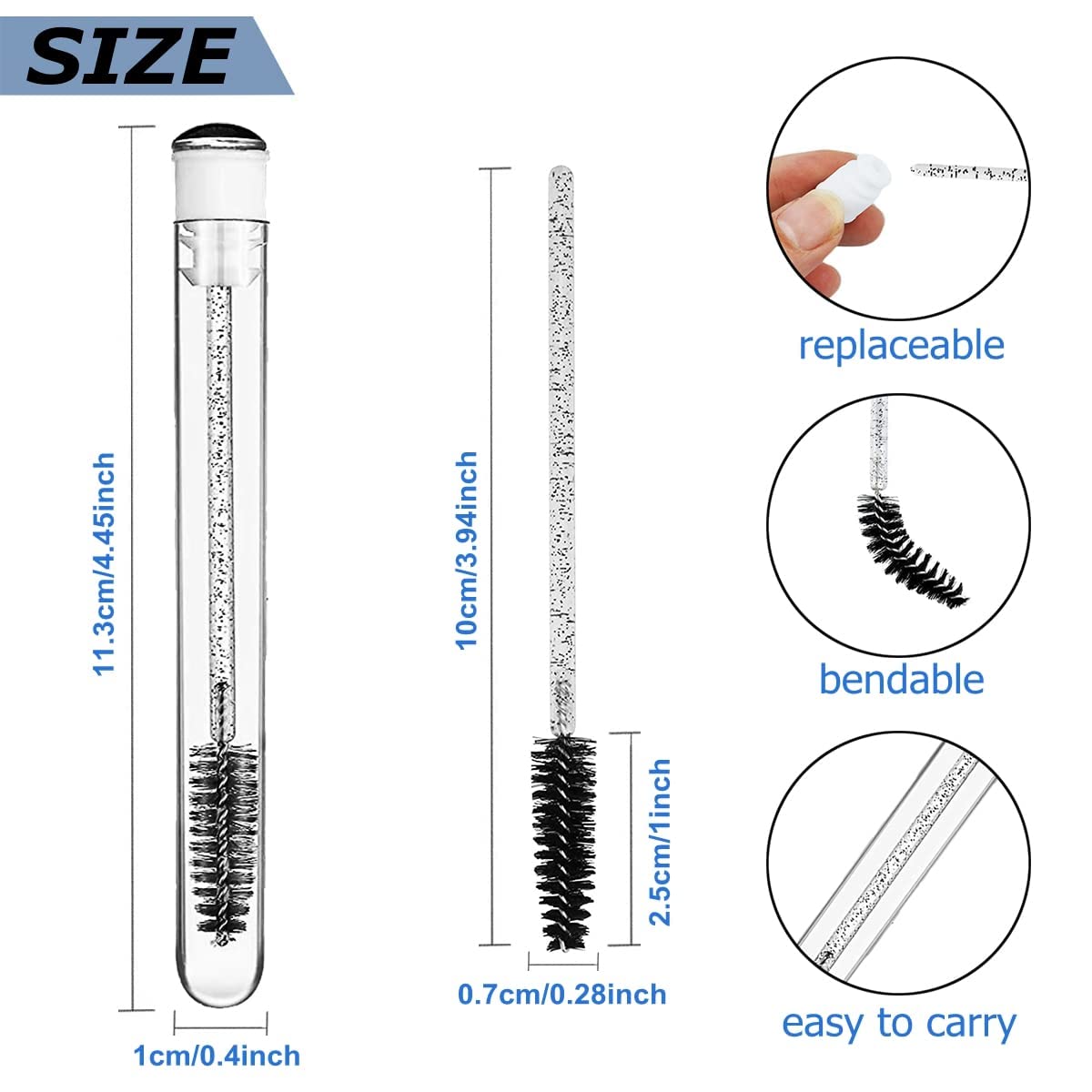 Disposable Mascara Brushes Tubes Set 20 Pieces Empty Tubes with 20 Pieces Eyelash Brushes for Eyelash Extension Lash Mascara Wan