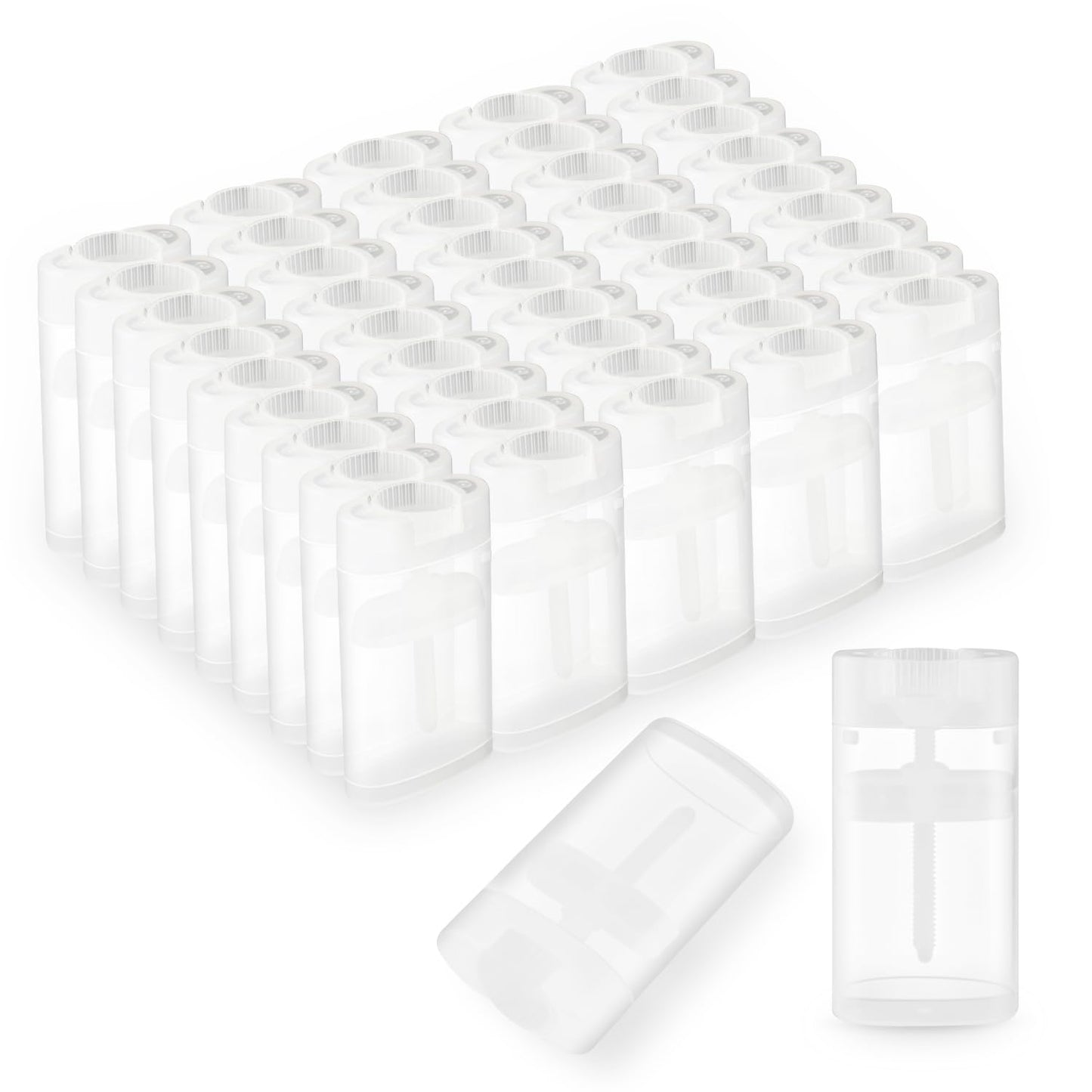 50 Pack 0.5 oz/15ml Clear Deodorant Container,Empty Oval Twist-Up Plastic Tubes Portable Containers for Chapstick,Large Lip Balm