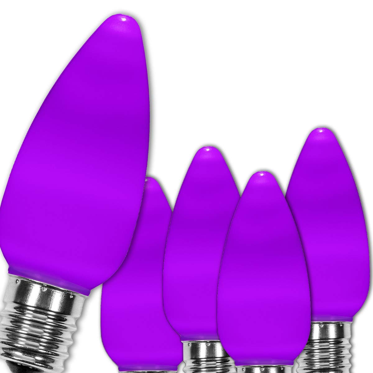 Wintergreen Lighting Opticore 25 Count C9 Purple Smooth Finish Led Christmas Bulbs  enhanced Heavy Duty E17 Base Outdoor Christmas Lights Replacement Bulb  Halloween Decorations