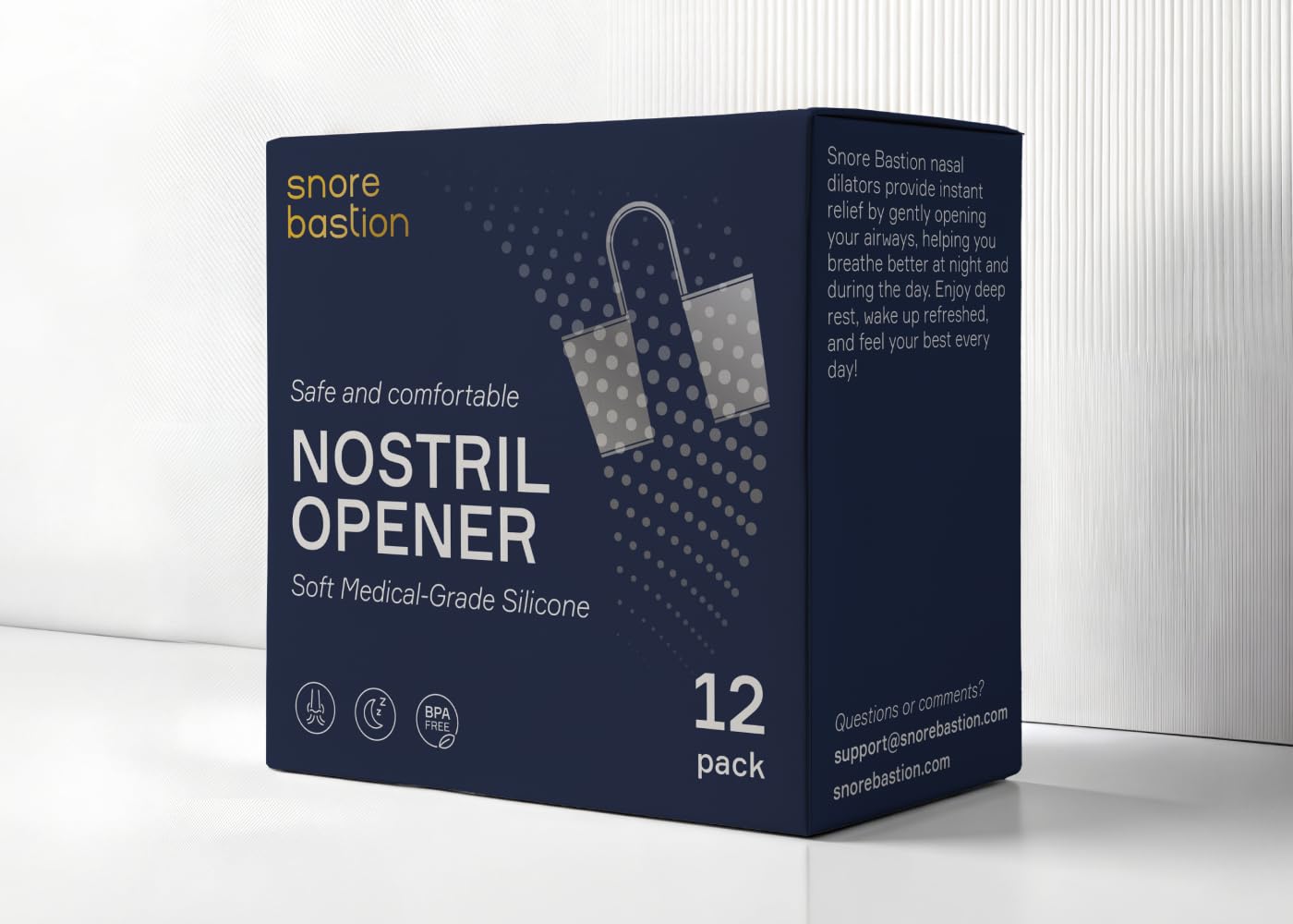 Snore Bastion Nasal Dilators for Sleeping - 12 Nasal Cones for Breathing - Nostril Opener and Soft Silicone Nose Vents for Quiet Nights and Restful Sleep - Sinus Cones