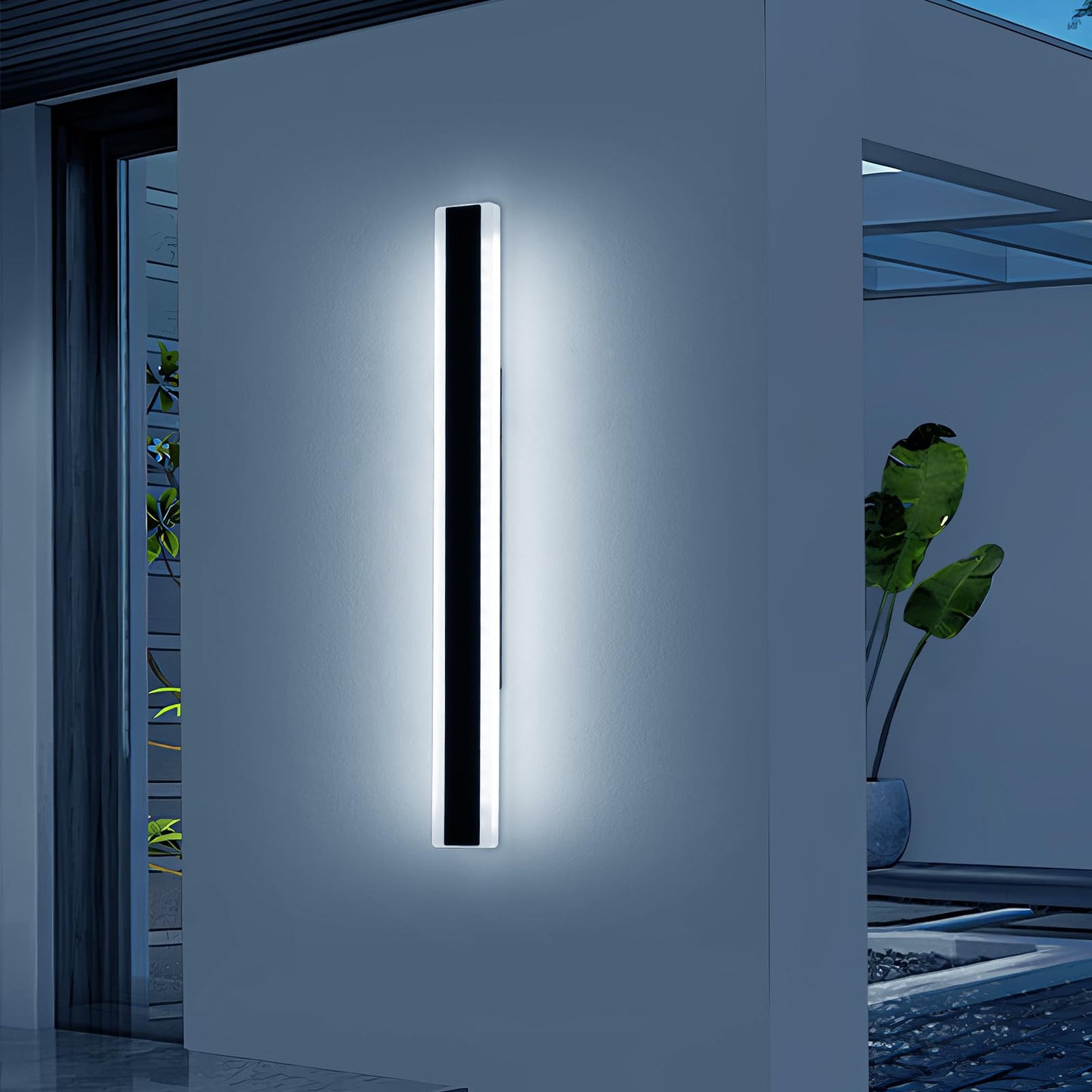 Daoseolo 47-inch Outdoor Wall Sconces, Dimmable 3000K-6000K, IP65 Waterproof, Iron, Model TC-FTBD-1112