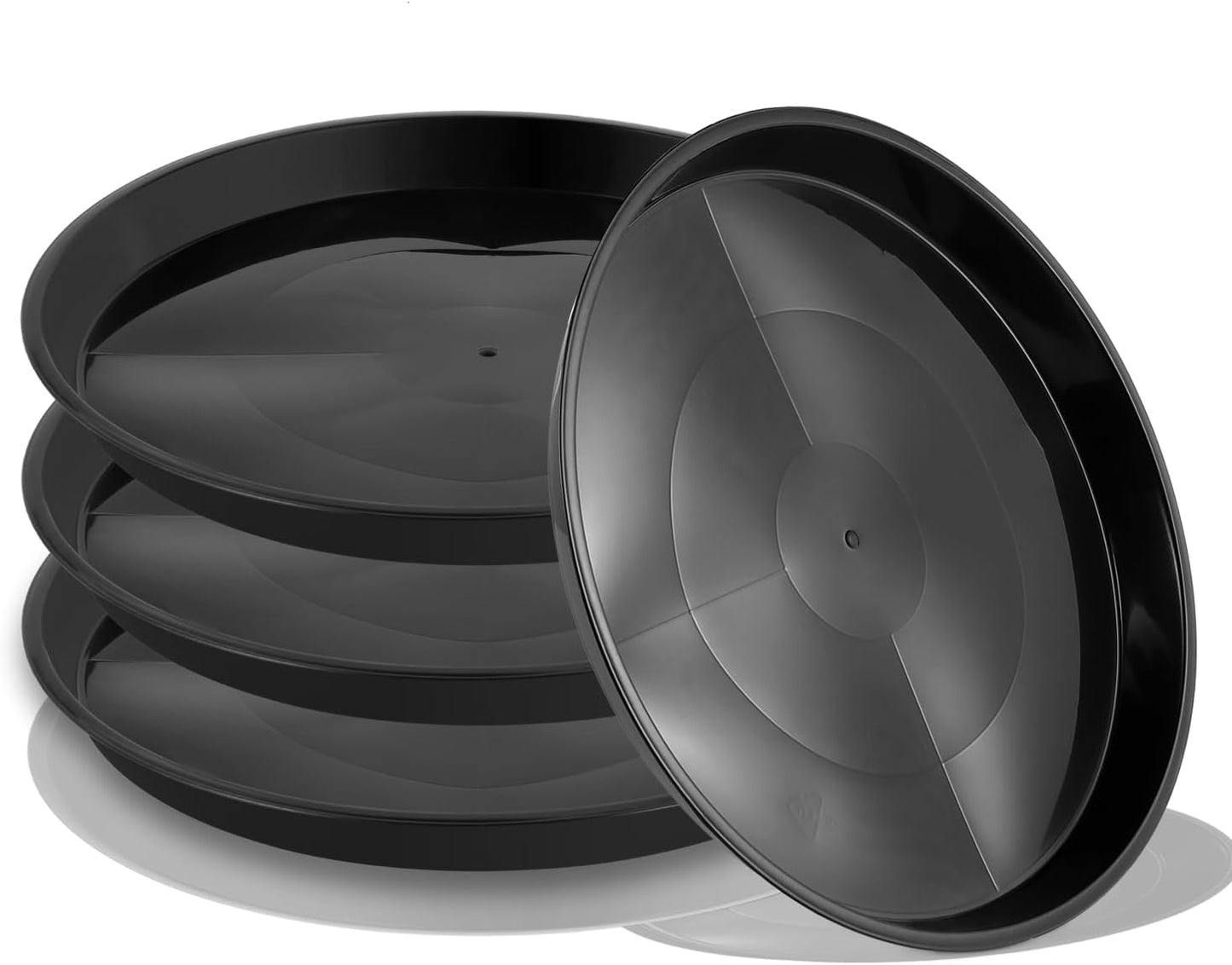 Kichwit 4 Pack 11.75 Inch Plant Saucer, Round Plastic Plant Trays for Indoor & Outdoor (Black, 11.75 Inch)