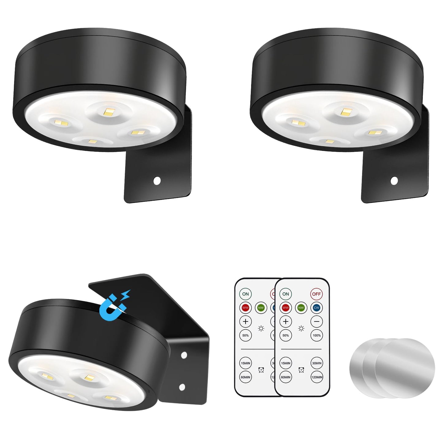 Tututry Picture Lights For Wall  Battery Powered Operated Wireless Magnetic discomfort-reducingting Lights With Remote Dimmable And Timer  Wall Decor Lights With 3 Lighting Modes For Art Display (Black  3Pack)